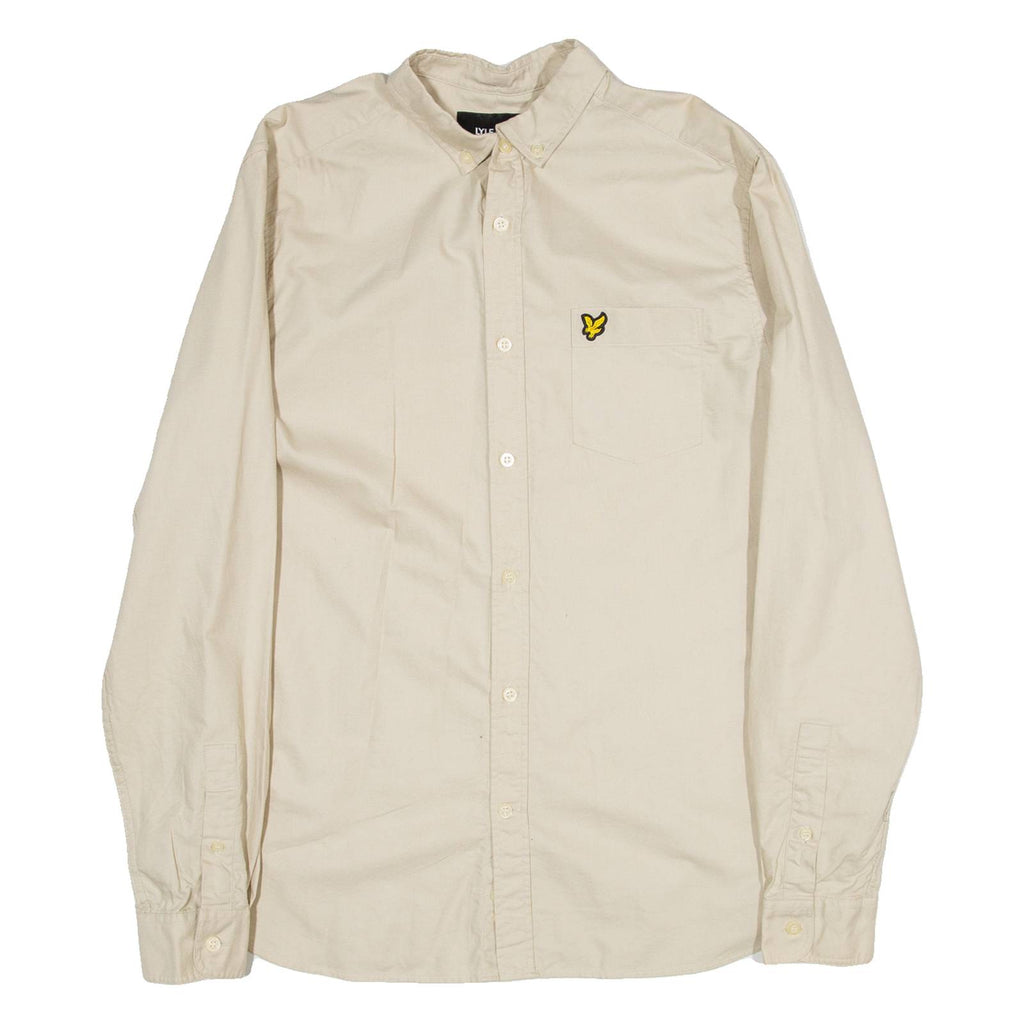 LYLE & SCOTT Mens Plain Shirt Beige Long Sleeve M
