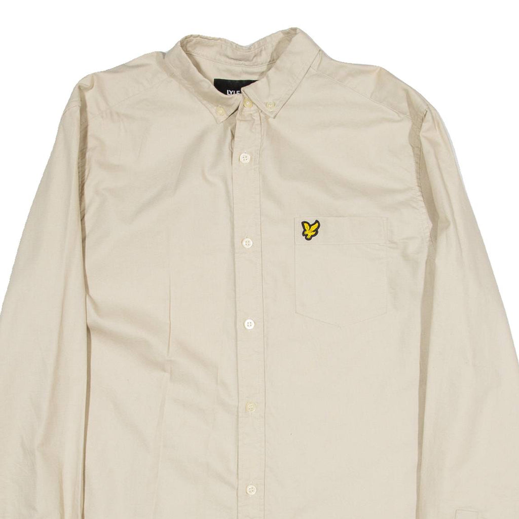 LYLE & SCOTT Mens Plain Shirt Beige Long Sleeve M
