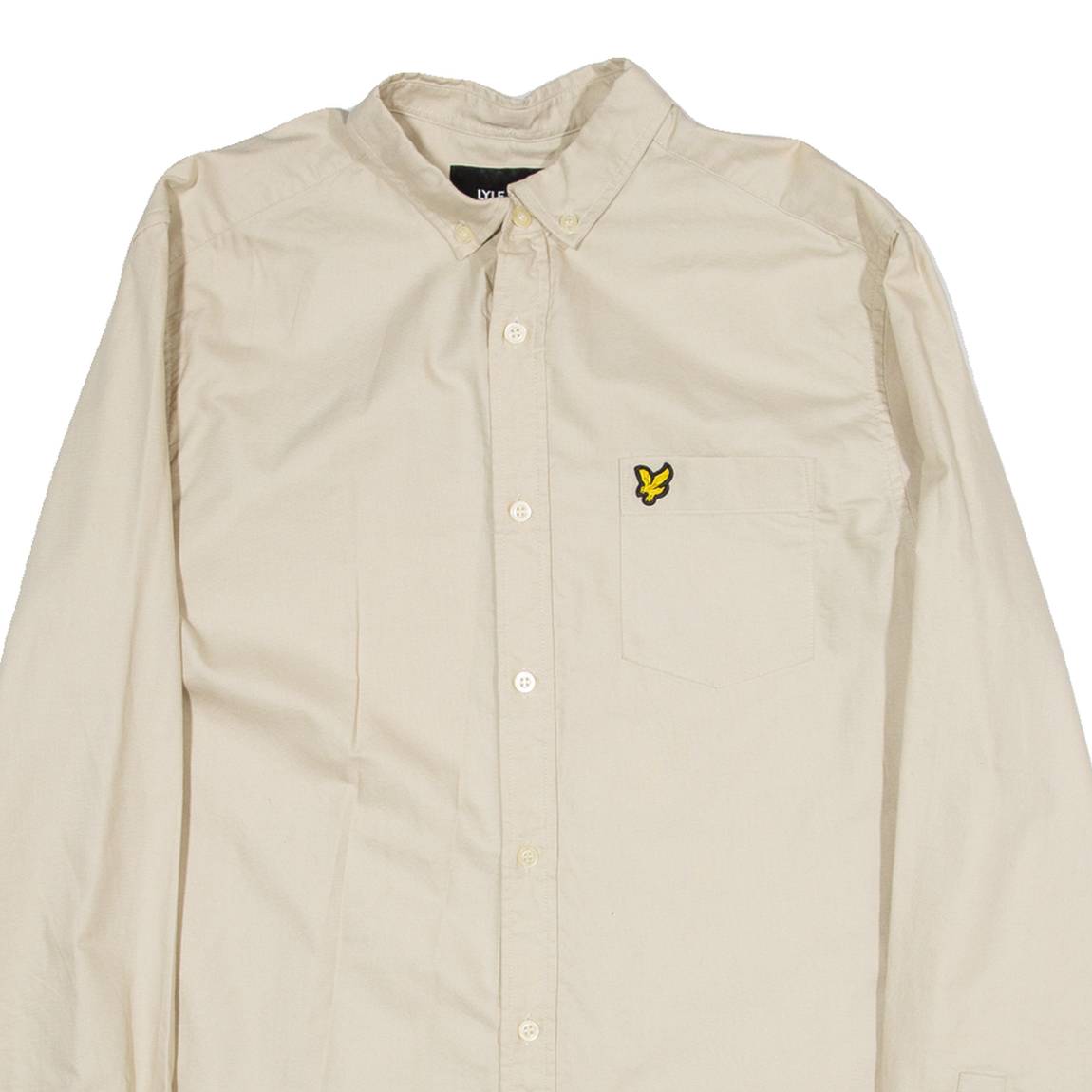 LYLE & SCOTT Mens Plain Shirt Beige Long Sleeve M