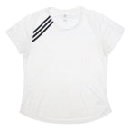 ADIDAS Womens White & Black Graphic T-Shirt L Short Sleeve Round Neck Sports