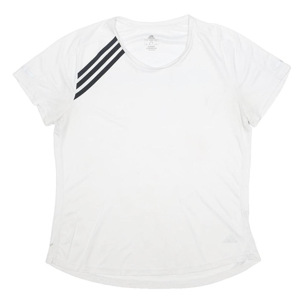 ADIDAS Womens White & Black Graphic T-Shirt L Short Sleeve Round Neck Sports