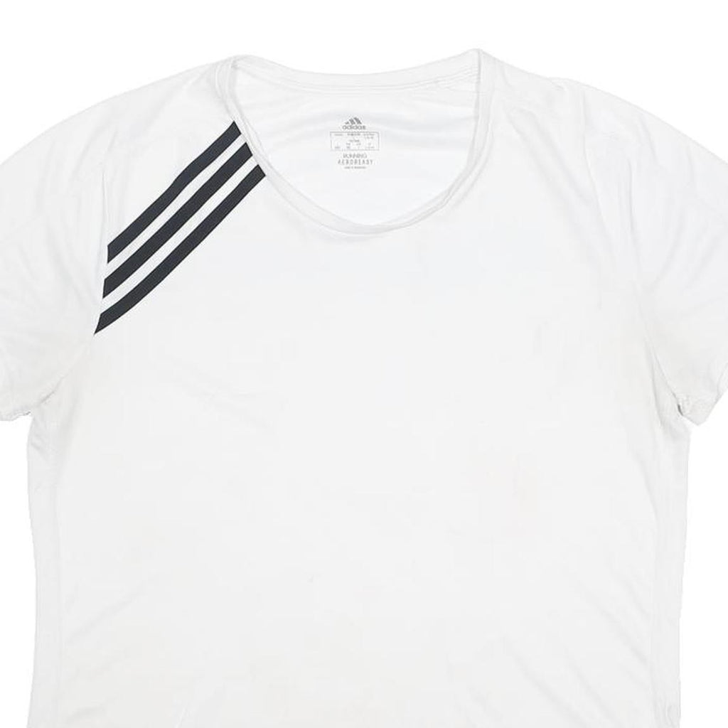 ADIDAS Womens White & Black Graphic T-Shirt L Short Sleeve Round Neck Sports
