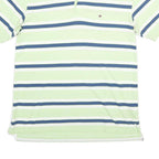 TOMMY HILFIGER Mens Green & Blue Striped Polo Shirt Short Sleeve M Cotton Casual