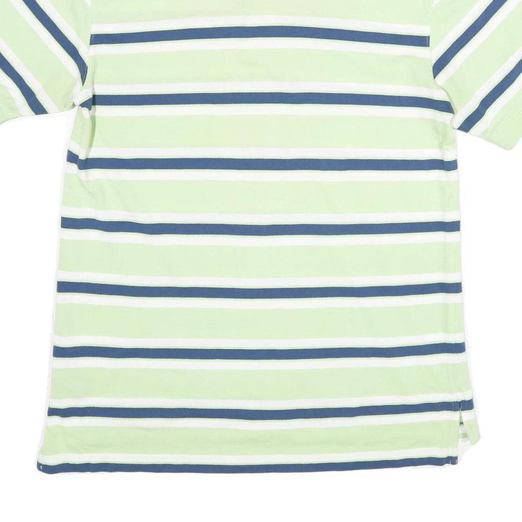 TOMMY HILFIGER Mens Green & Blue Striped Polo Shirt Short Sleeve M Cotton Casual