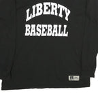 RUSSELL ATHLETIC Mens Black Liberty Baseball Graphic T-Shirt Long Sleeve Crew