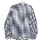 SOMMERMAN Womens Blue & White Polka Dot Shirt Long Sleeve Collared M Button Up