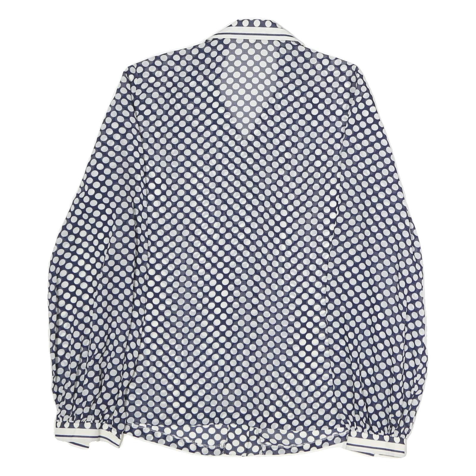 SOMMERMAN Womens Blue & White Polka Dot Shirt Long Sleeve Collared M Button Up