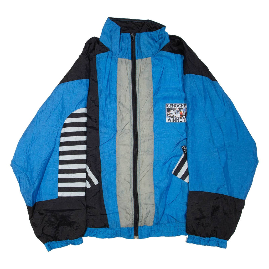Mens Track Jacket Blue Colourblock XL
