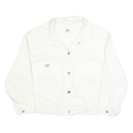 LEE Womens White Button Cotton Jacket 2XL Plain Classic Casual Fit