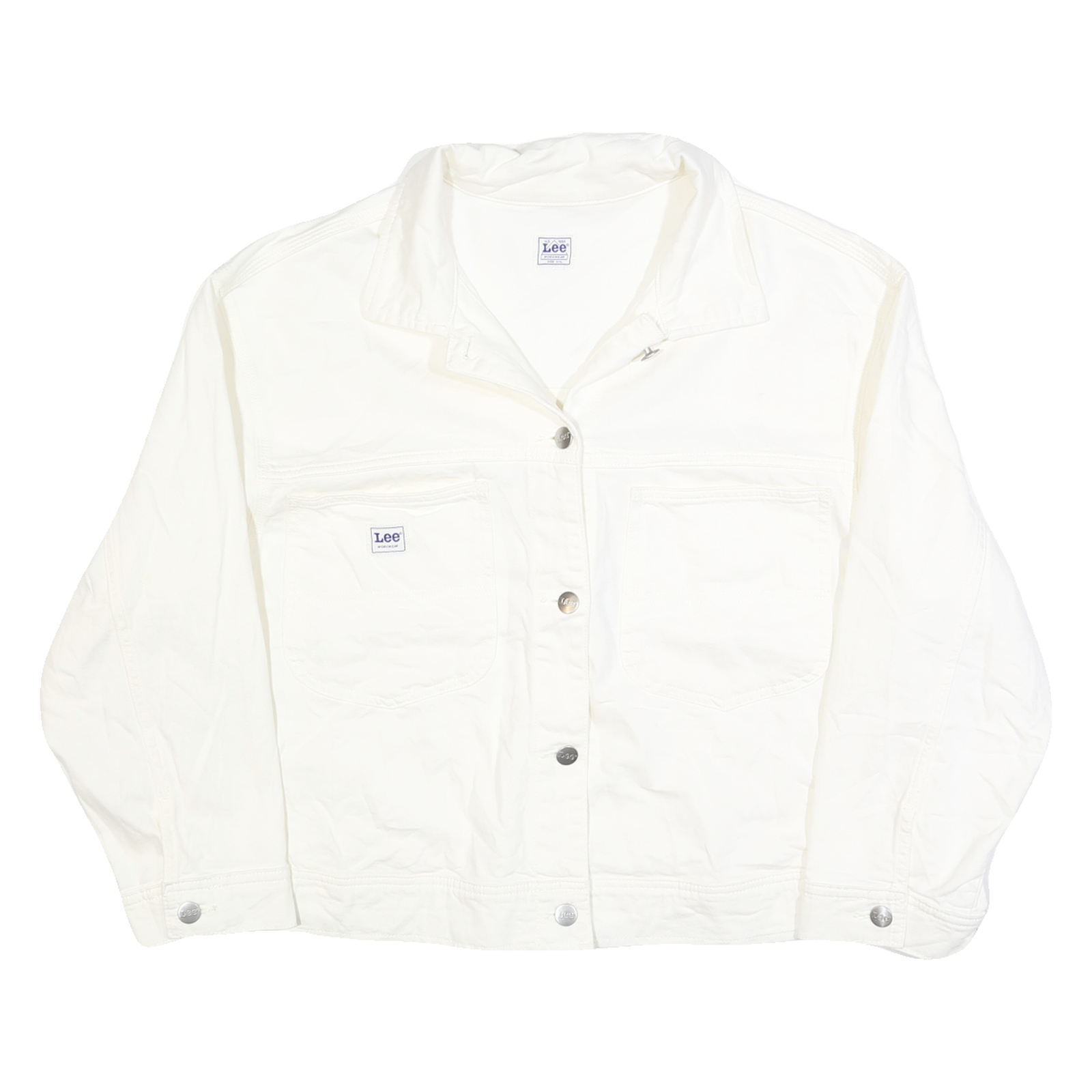 LEE Womens White Button Cotton Jacket 2XL Plain Classic Casual Fit