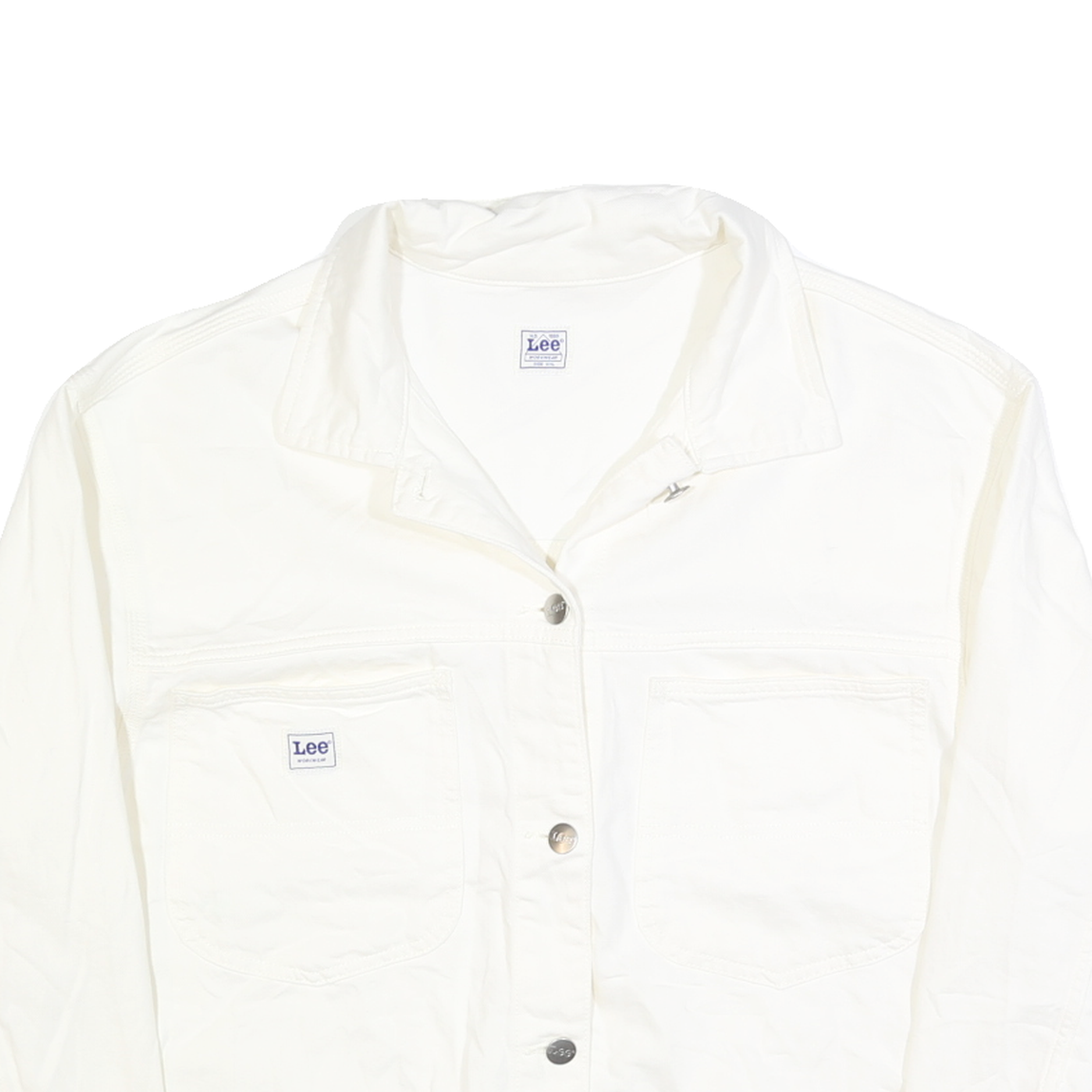 LEE Womens White Button Cotton Jacket 2XL Plain Classic Casual Fit