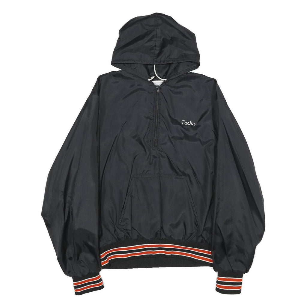 GEM SPORTSWEAR Mens Black Nylon Hoodie Jacket XL Plain Pullover Casual