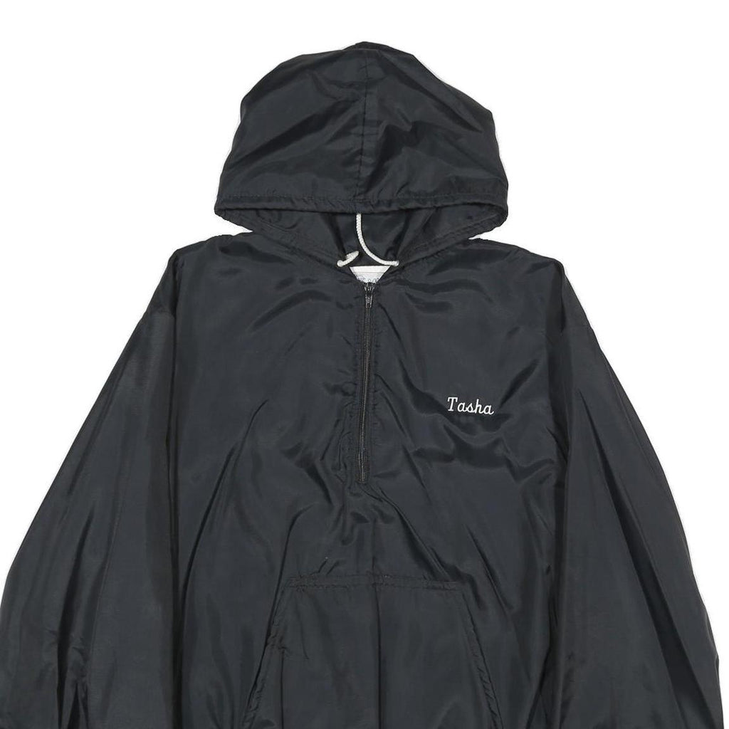 GEM SPORTSWEAR Mens Black Nylon Hoodie Jacket XL Plain Pullover Casual