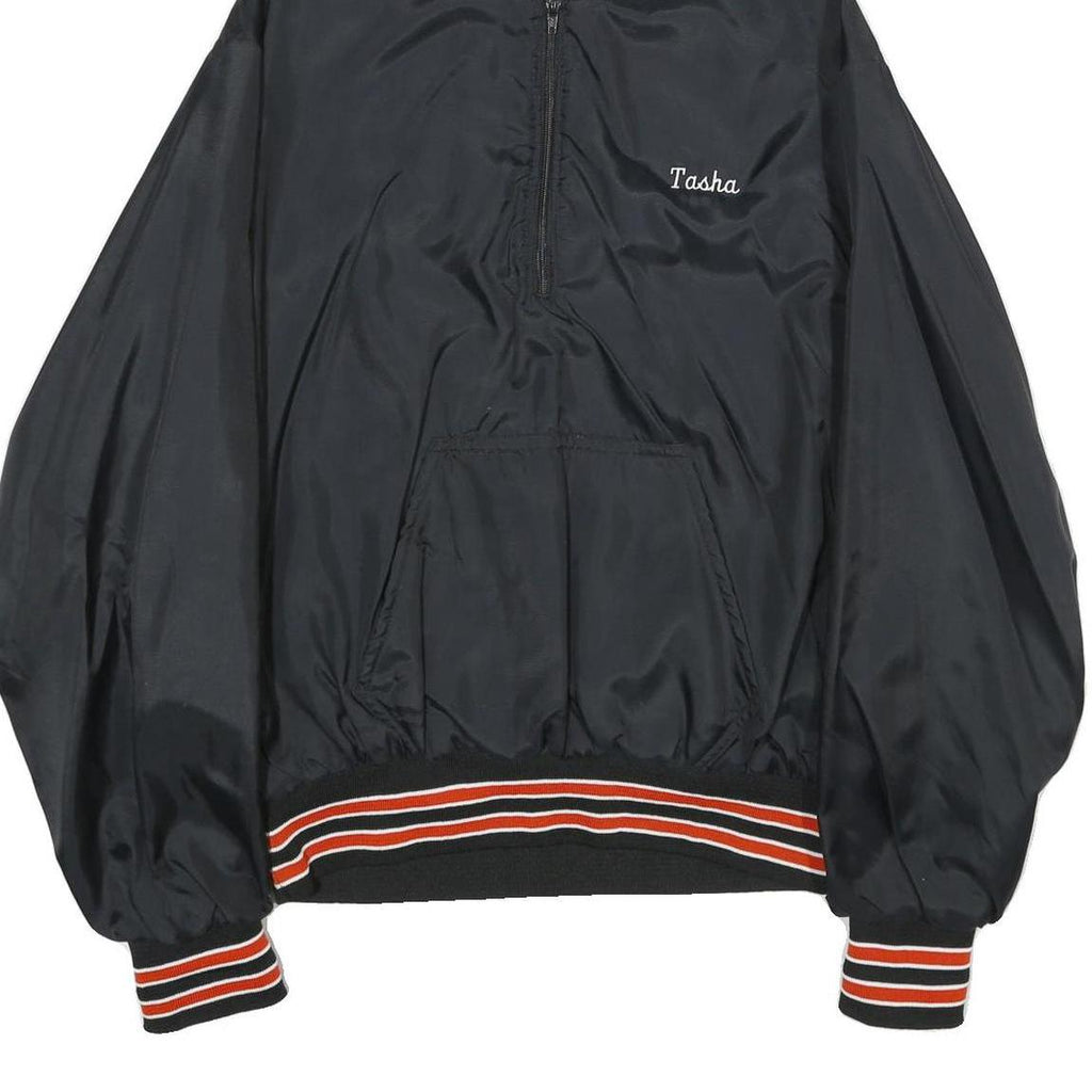 GEM SPORTSWEAR Mens Black Nylon Hoodie Jacket XL Plain Pullover Casual