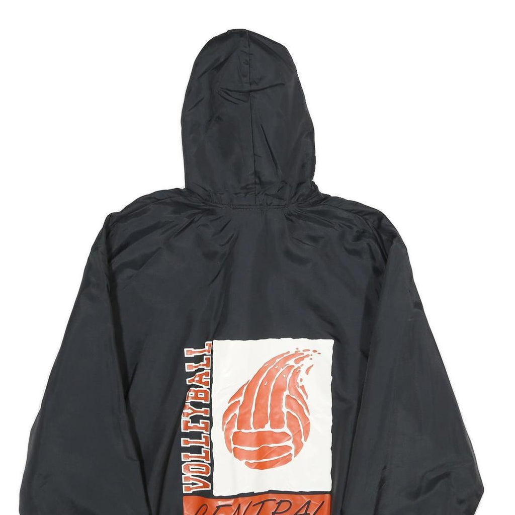 GEM SPORTSWEAR Mens Black Nylon Hoodie Jacket XL Plain Pullover Casual