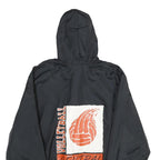 GEM SPORTSWEAR Mens Black Nylon Hoodie Jacket XL Plain Pullover Casual