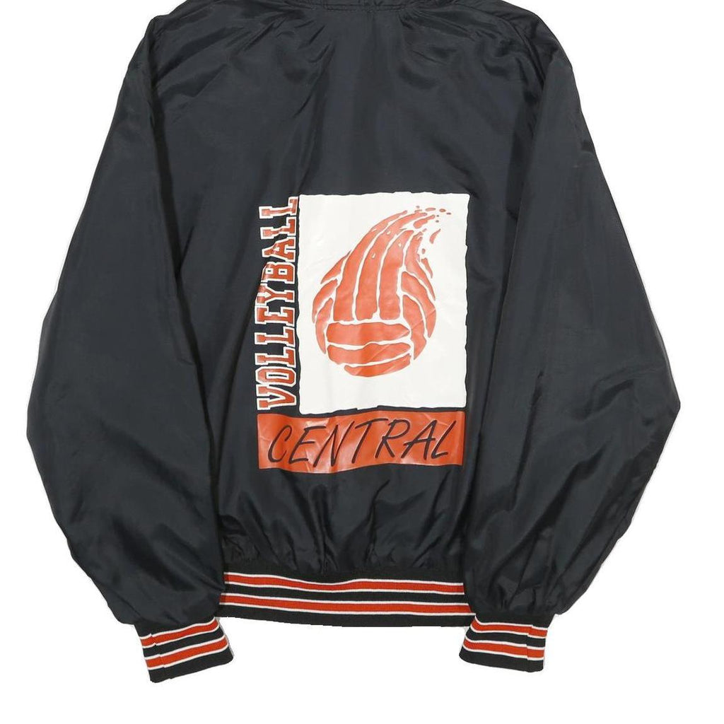 GEM SPORTSWEAR Mens Black Nylon Hoodie Jacket XL Plain Pullover Casual