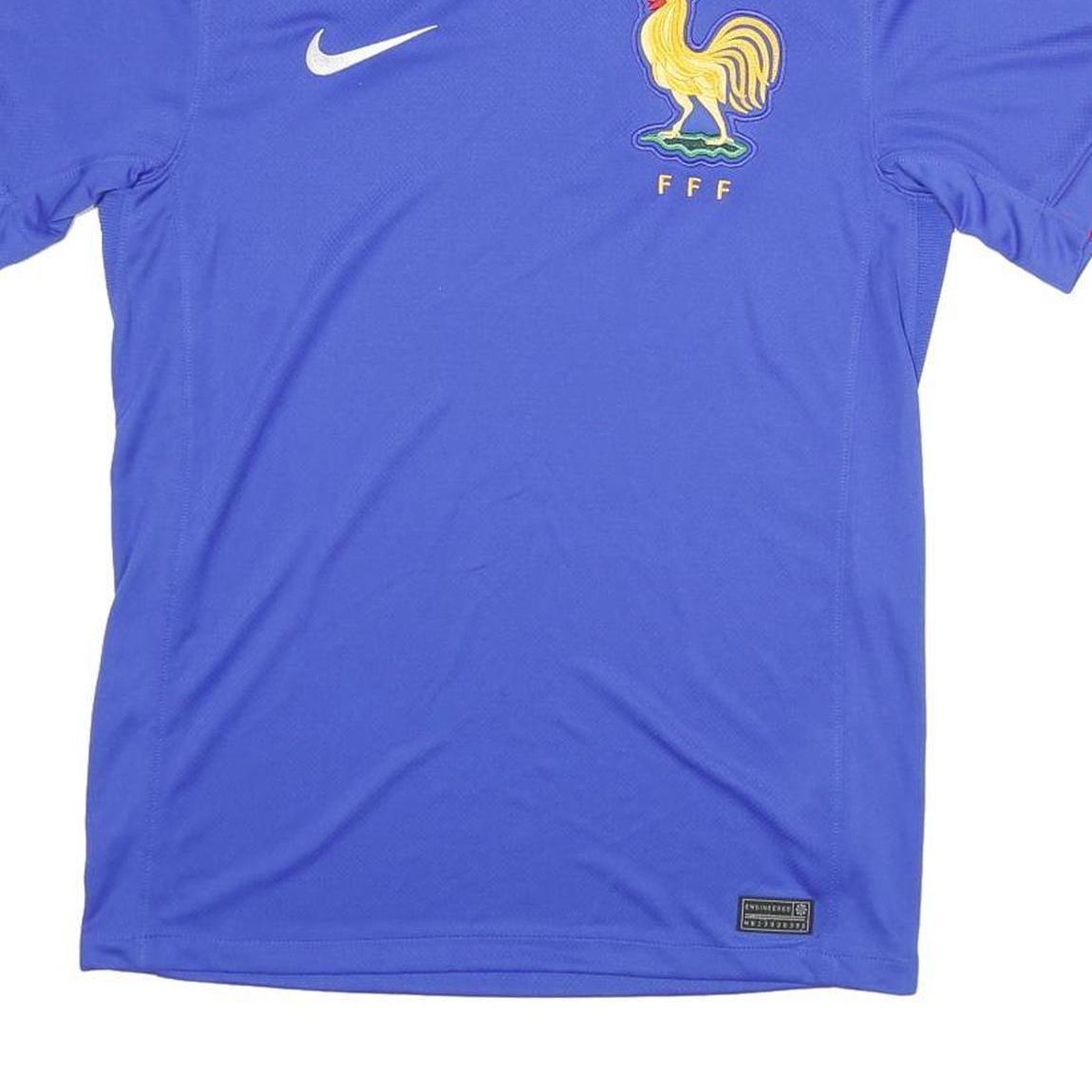 NIKE Mens Blue France Football Shirt S Short Sleeve V-Neck Embroidered Crest