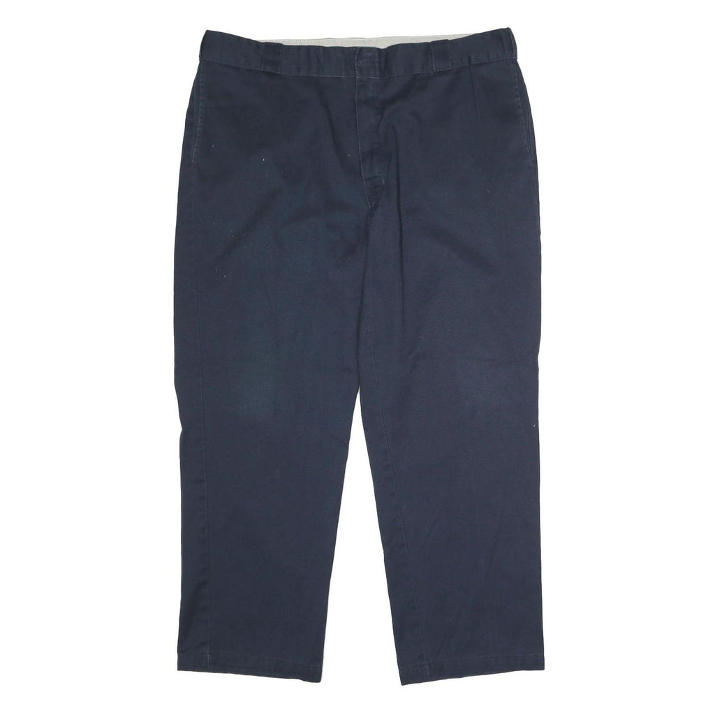 DICKIES Mens Polyester Blend Navy Classic Straight Trousers W42 L30 Workwear