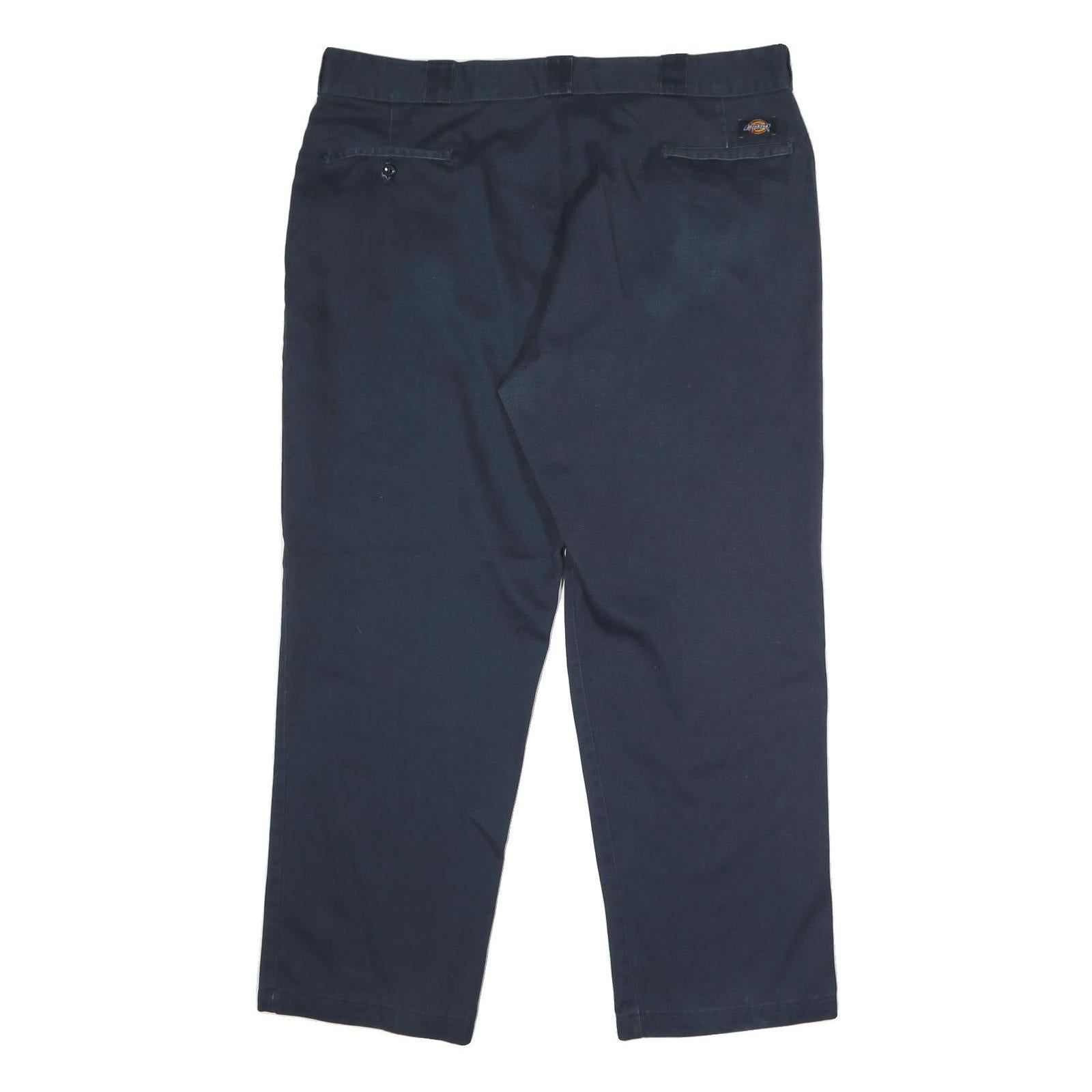 DICKIES Mens Polyester Blend Navy Classic Straight Trousers W42 L30 Workwear