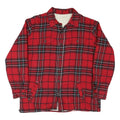 Mens Red & Black Plaid Cotton Blend Shirt L Button Front Casual Warm
