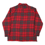Mens Red & Black Plaid Cotton Blend Shirt L Button Front Casual Warm
