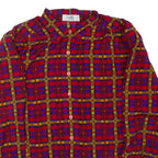 PIER BE Womens Printed Shirt Red Collared Long Sleeve Check UK 14