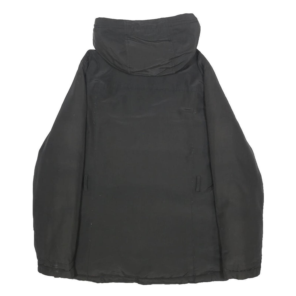 WOOLRICH Womens Black Cotton Blend Jacket S Hooded Zip Classic Fit Outerwear