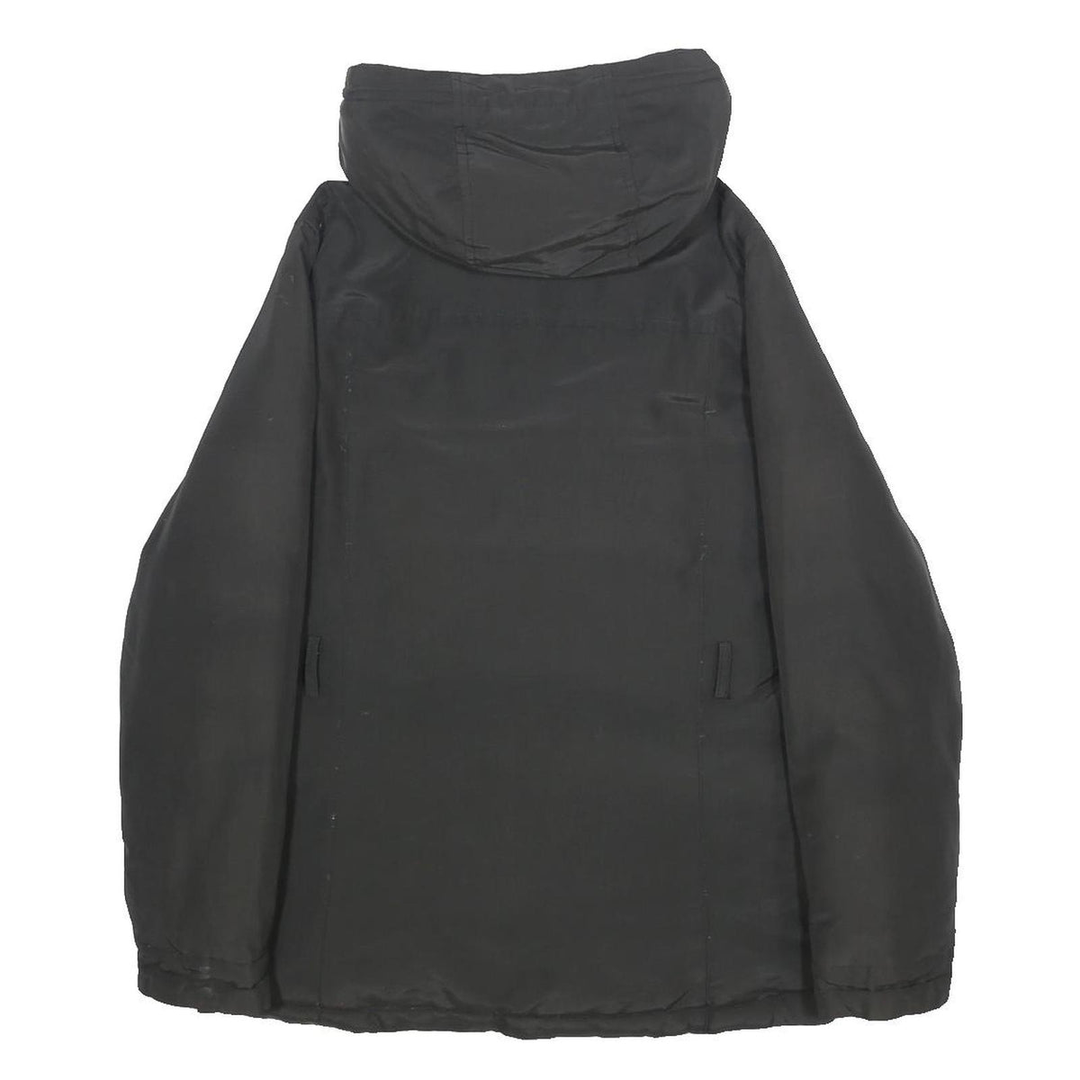 WOOLRICH Womens Black Cotton Blend Jacket S Hooded Zip Classic Fit Outerwear