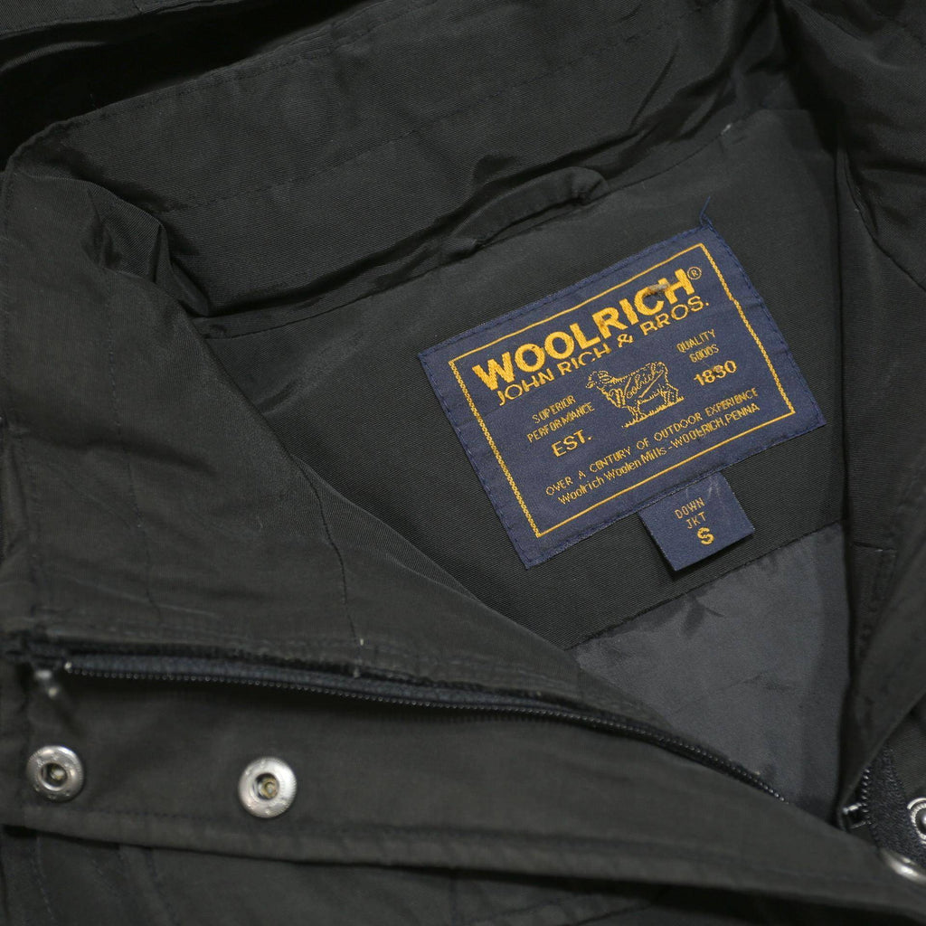 WOOLRICH Womens Black Cotton Blend Jacket S Hooded Zip Classic Fit Outerwear