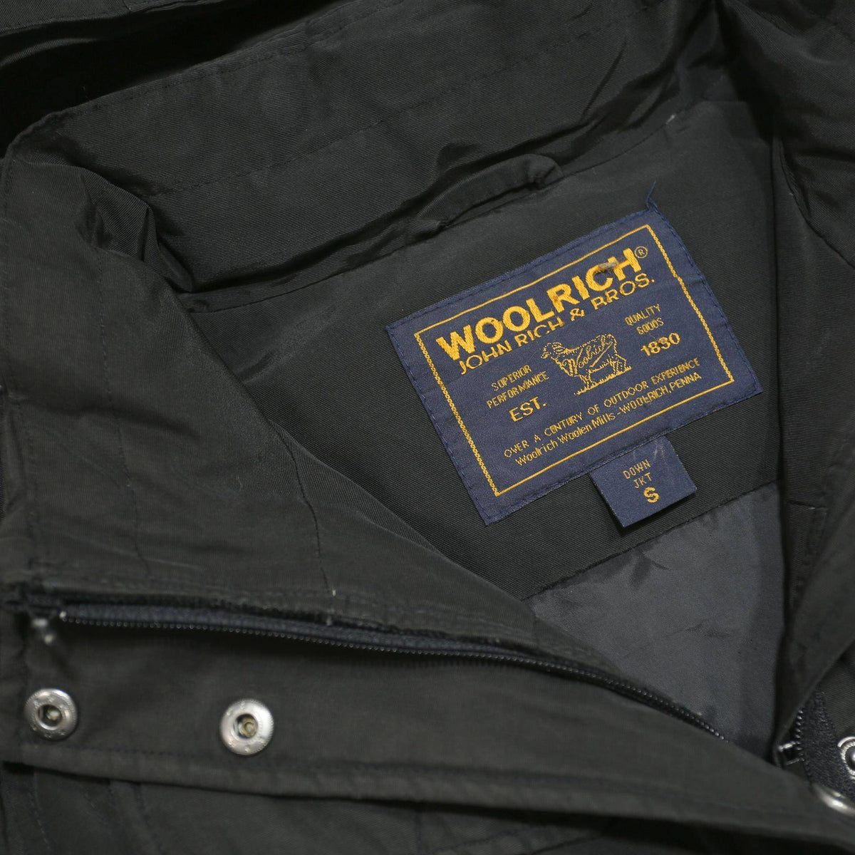 WOOLRICH Womens Black Cotton Blend Jacket S Hooded Zip Classic Fit Outerwear