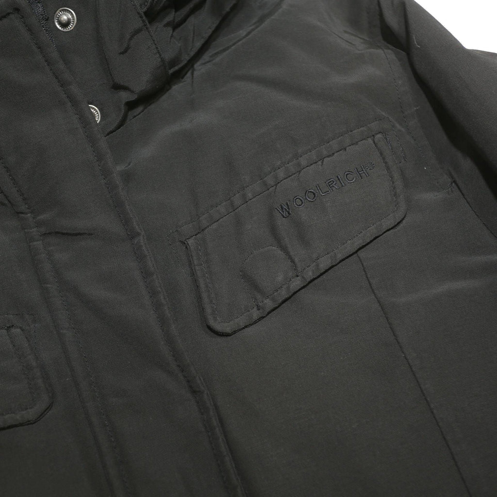 WOOLRICH Womens Black Cotton Blend Jacket S Hooded Zip Classic Fit Outerwear