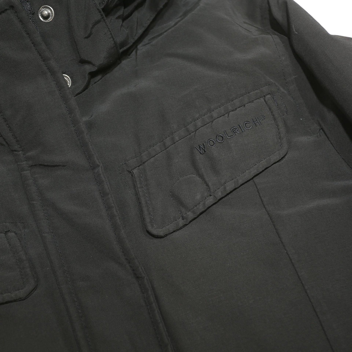 WOOLRICH Womens Black Cotton Blend Jacket S Hooded Zip Classic Fit Outerwear