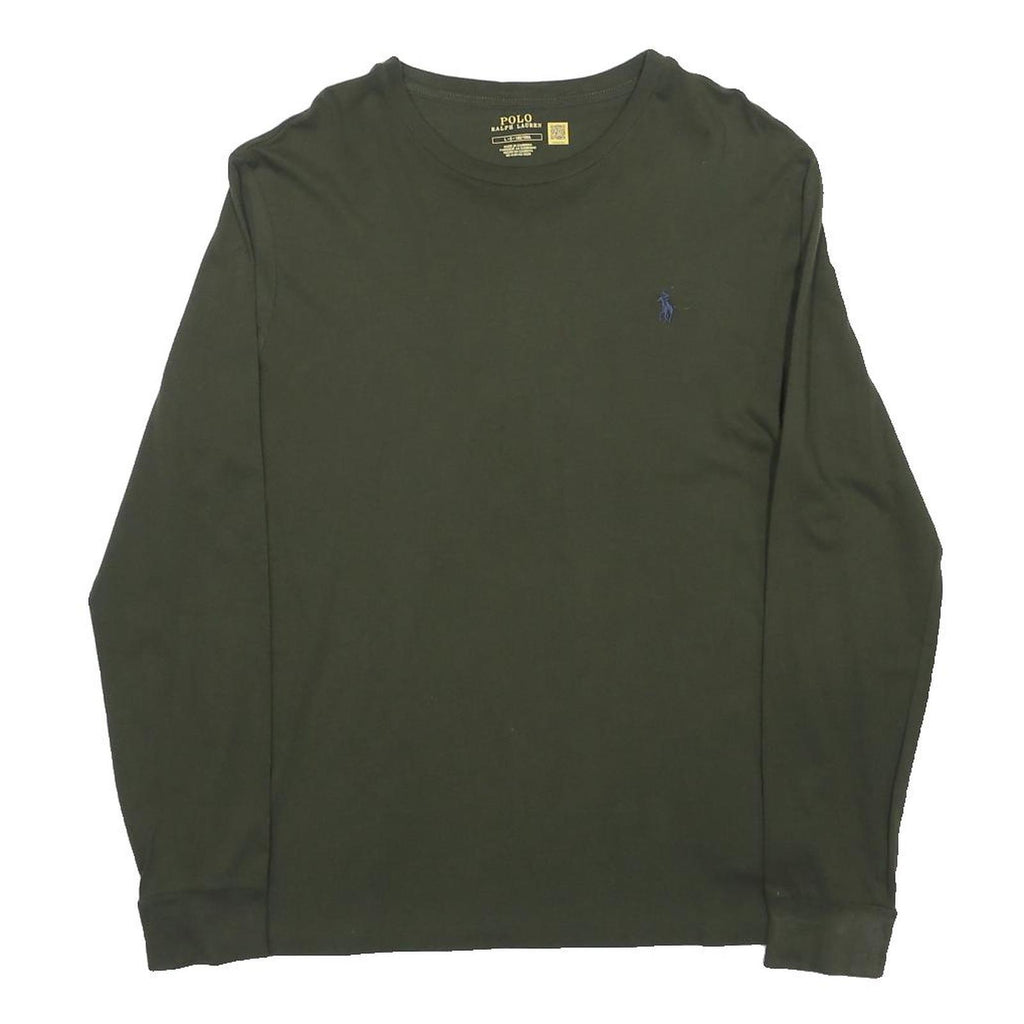 POLO RALPH LAUREN Mens Green Long Sleeve Crew Neck Cotton Blend T-Shirt L
