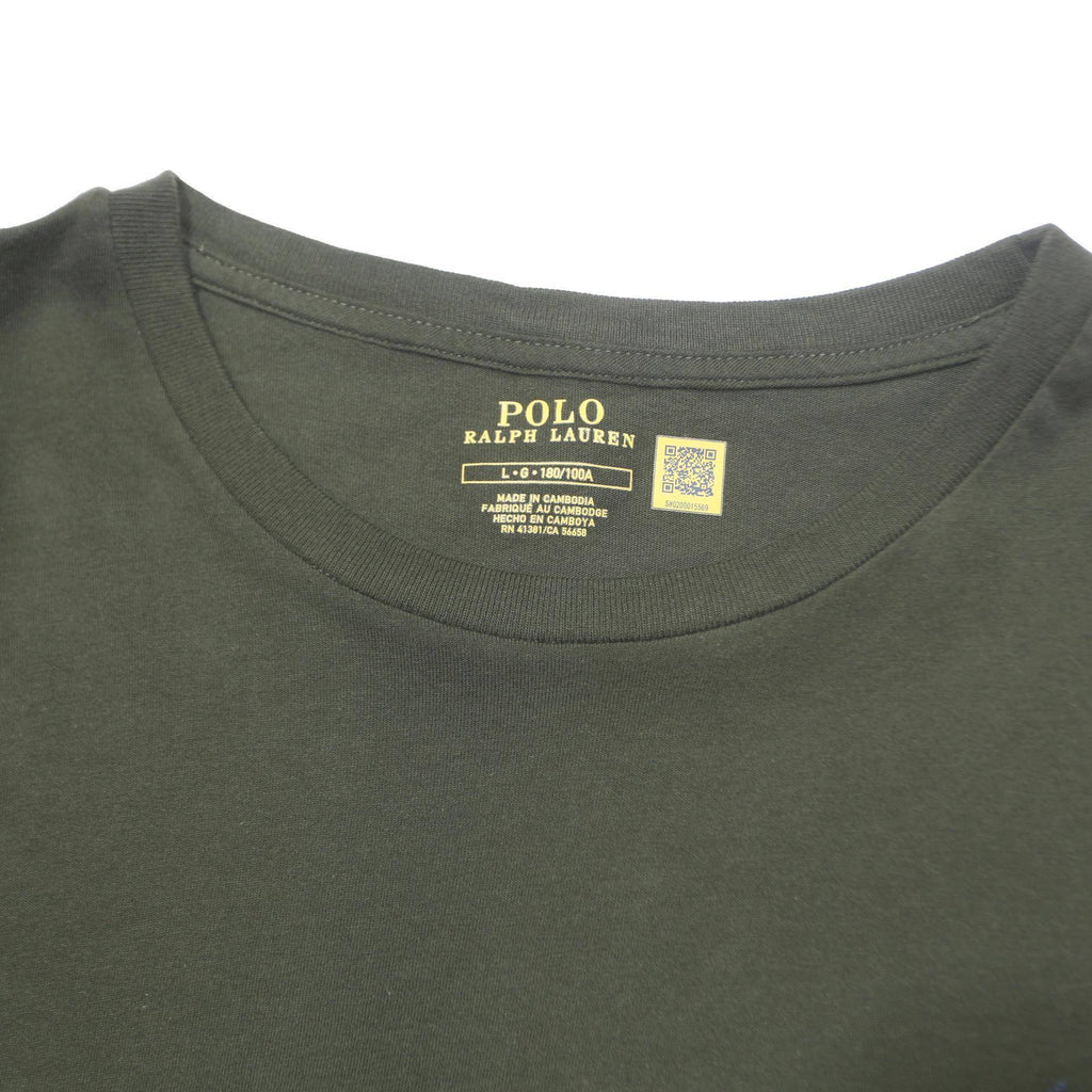 POLO RALPH LAUREN Mens Green Long Sleeve Crew Neck Cotton Blend T-Shirt L