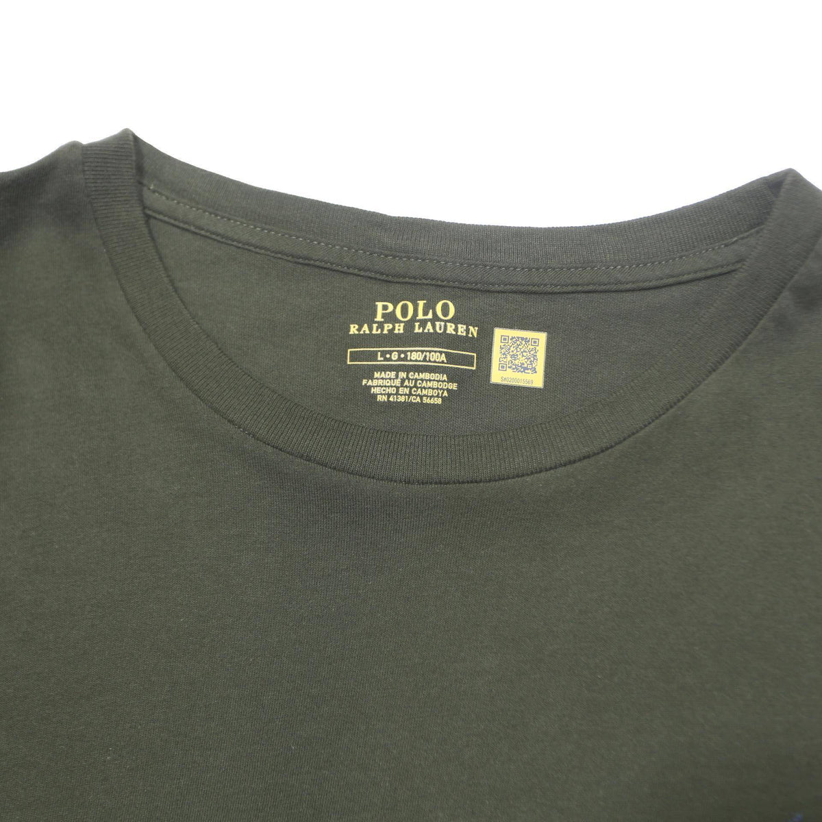 POLO RALPH LAUREN Mens Green Long Sleeve Crew Neck Cotton Blend T-Shirt L