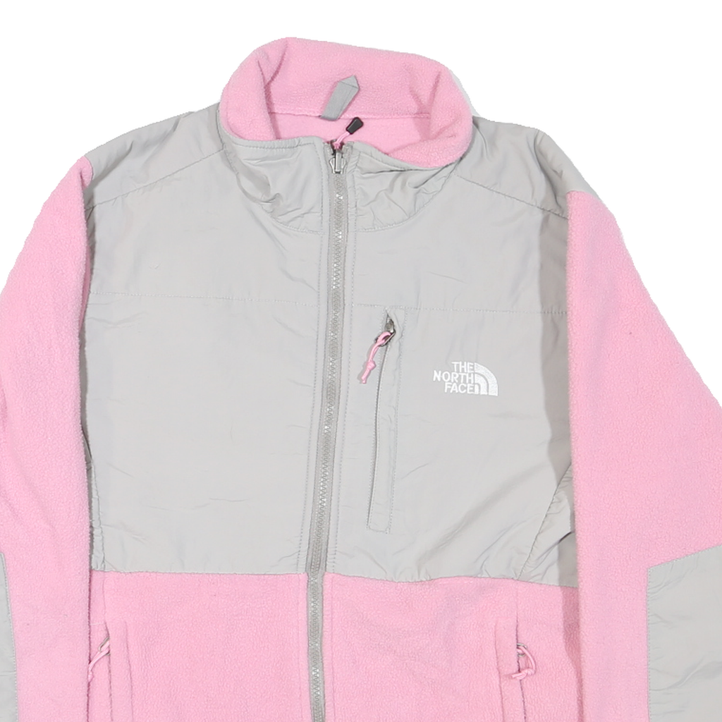 THE NORTH FACE Womens Pink & Grey Fleece Jacket L Polyester Outdoor Zip
