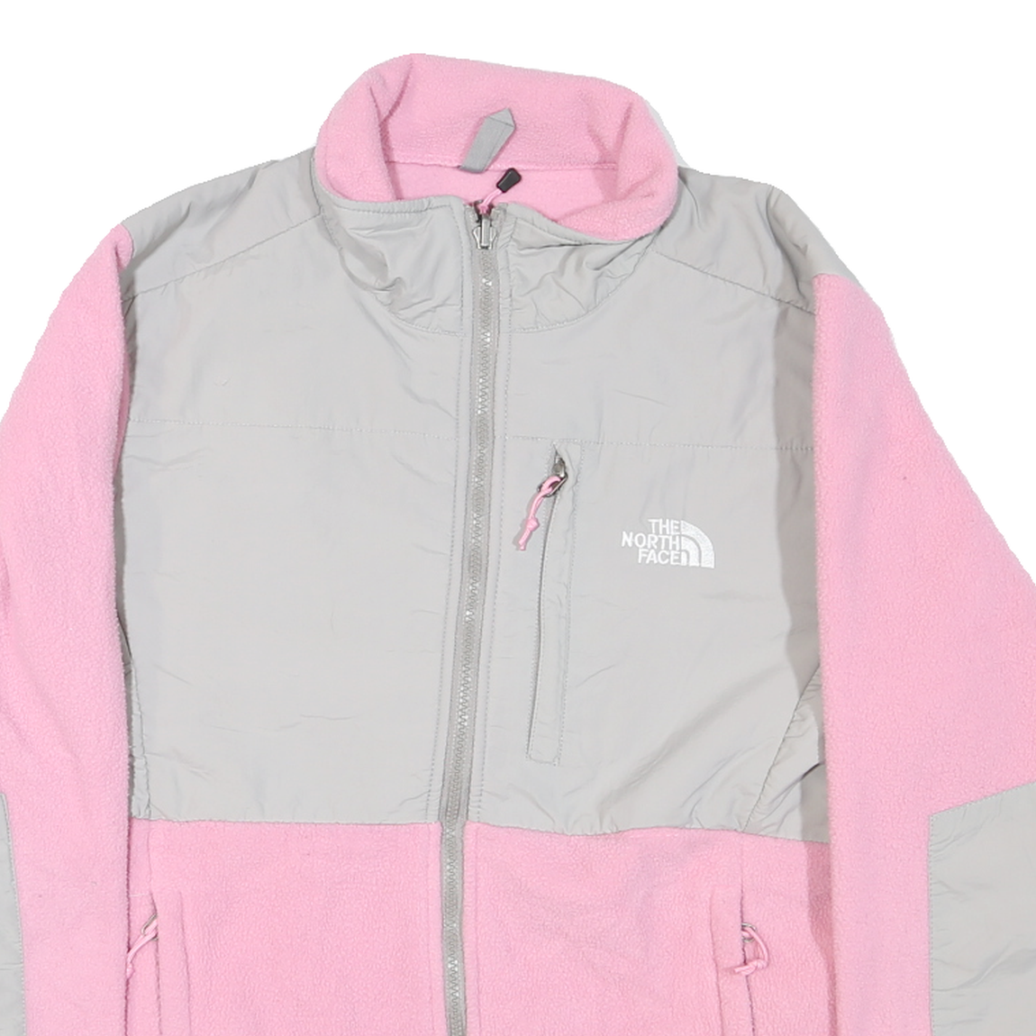 THE NORTH FACE Womens Pink & Grey Fleece Jacket L Polyester Outdoor Zip