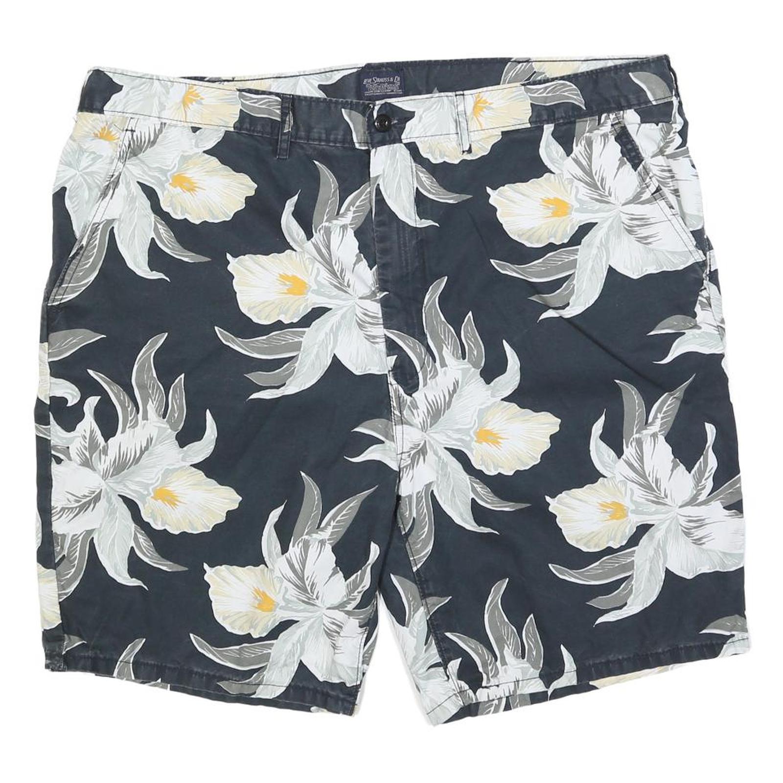 LEVI'S Mens Shorts Blue Floral Pattern 2XL W44 Cotton Blend Casual Summer