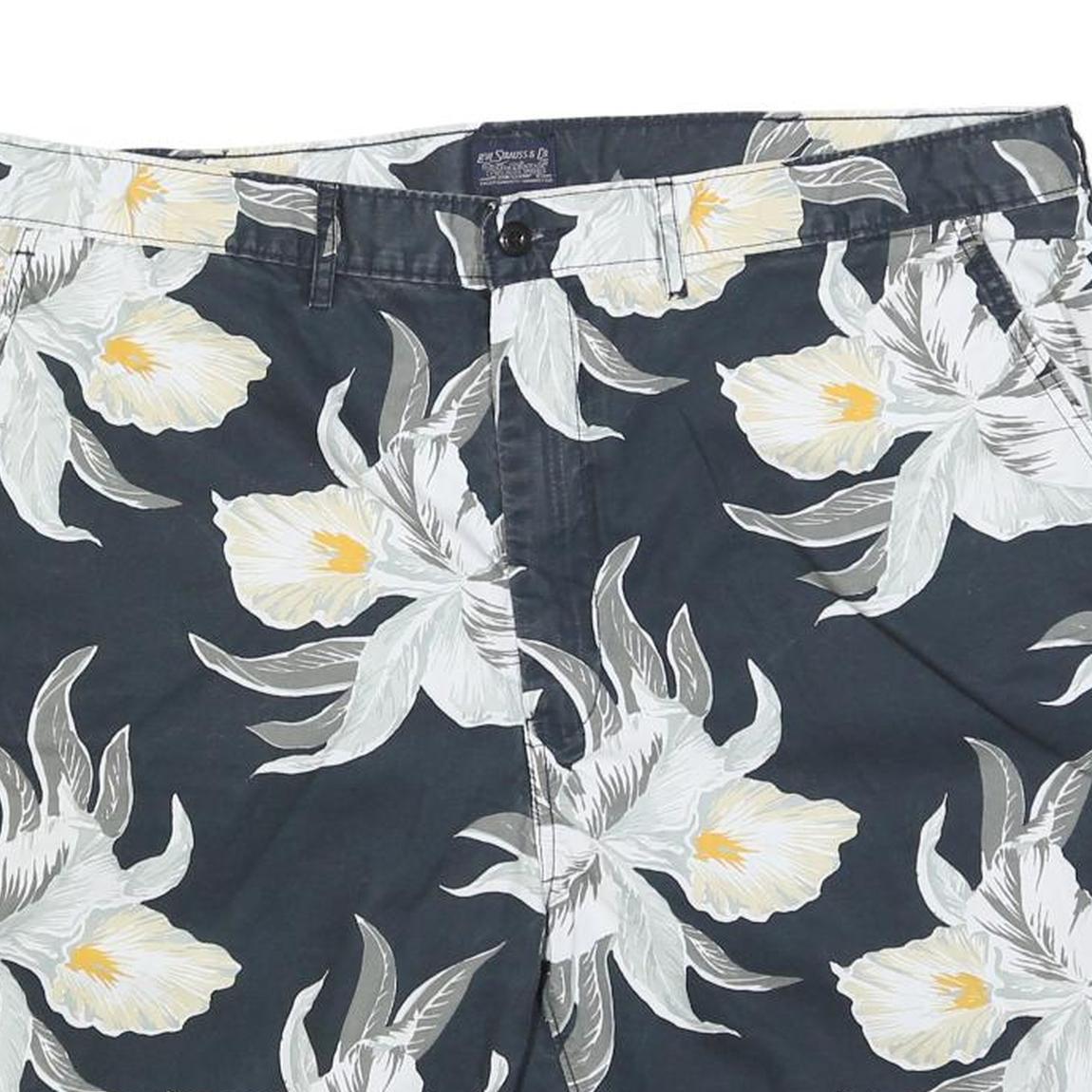 LEVI'S Mens Shorts Blue Floral Pattern 2XL W44 Cotton Blend Casual Summer