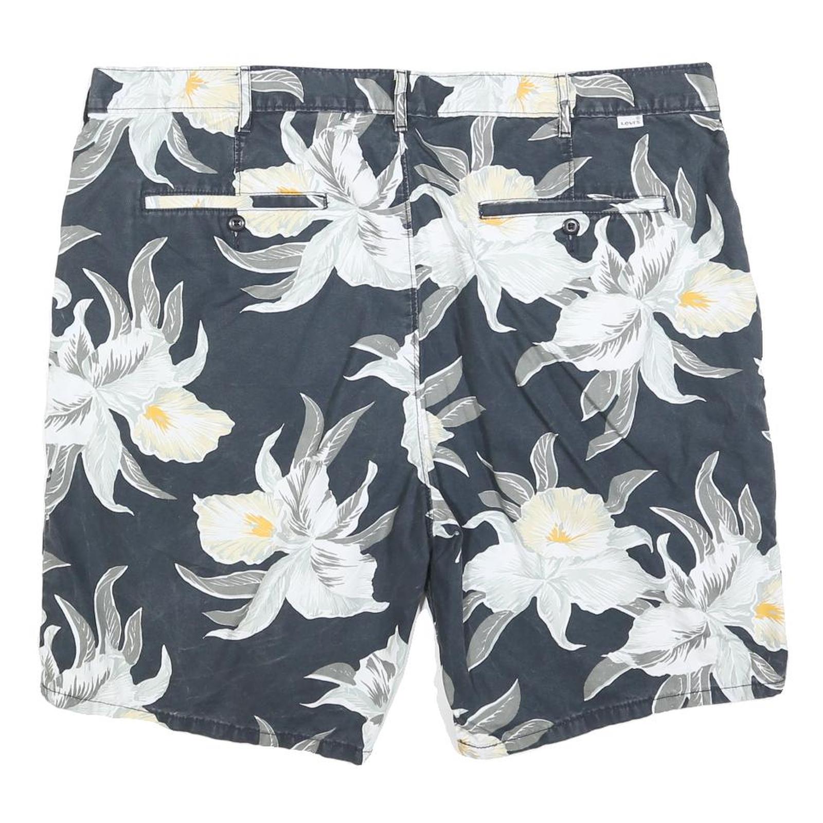 LEVI'S Mens Shorts Blue Floral Pattern 2XL W44 Cotton Blend Casual Summer