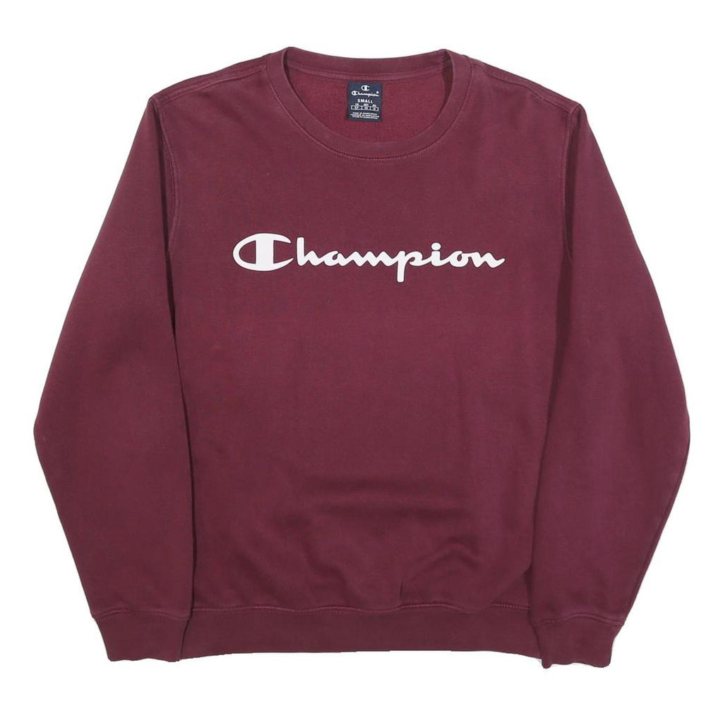 CHAMPION Mens Maroon Crew Neck S Cotton Blend Sweatshirt Pullover Logo