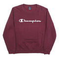 CHAMPION Mens Maroon Crew Neck S Cotton Blend Sweatshirt Pullover Logo