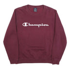 CHAMPION Mens Maroon Crew Neck S Cotton Blend Sweatshirt Pullover Logo