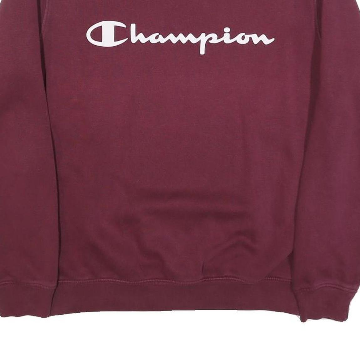 CHAMPION Mens Maroon Crew Neck S Cotton Blend Sweatshirt Pullover Logo