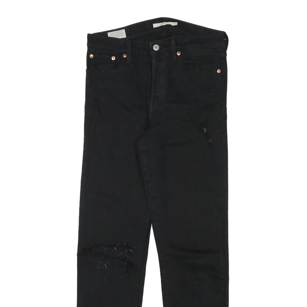 LEVI'S Womens Black Slim Skinny Denim Dark W28 L27 Raw Edge Ripped Jeans