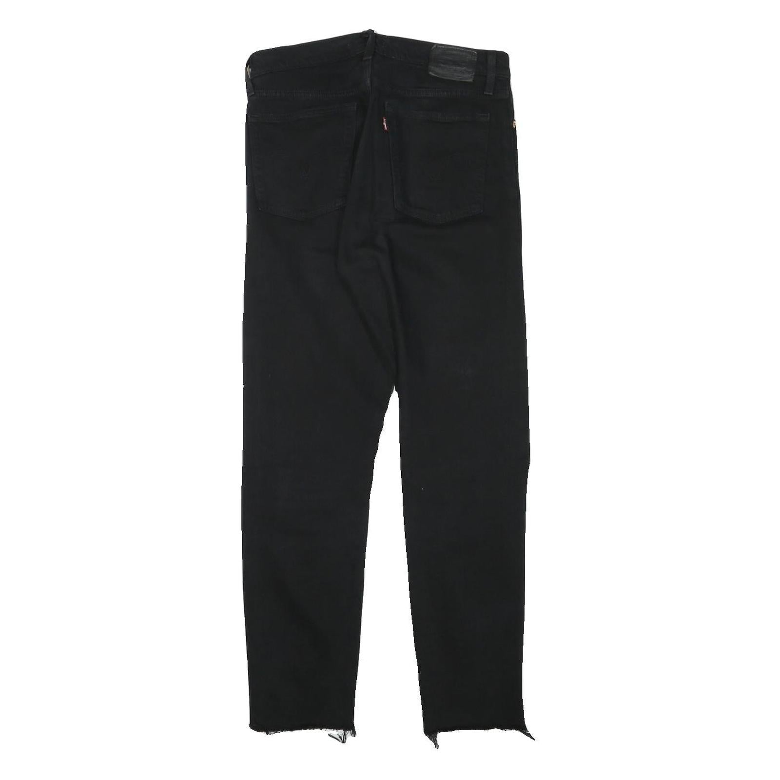 LEVI'S Womens Black Slim Skinny Denim Dark W28 L27 Raw Edge Ripped Jeans