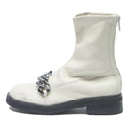 CHARLES & KEITH Womens Ankle Boots Leather White UK 3 Stylish Chain Detail