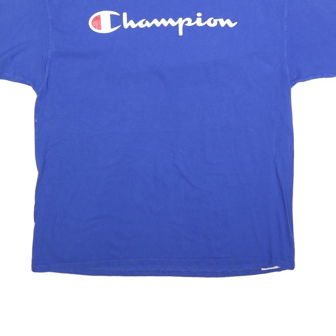 CHAMPION Mens Blue Graphic T-Shirt XL Short Sleeve Crew Neck Cotton Blend
