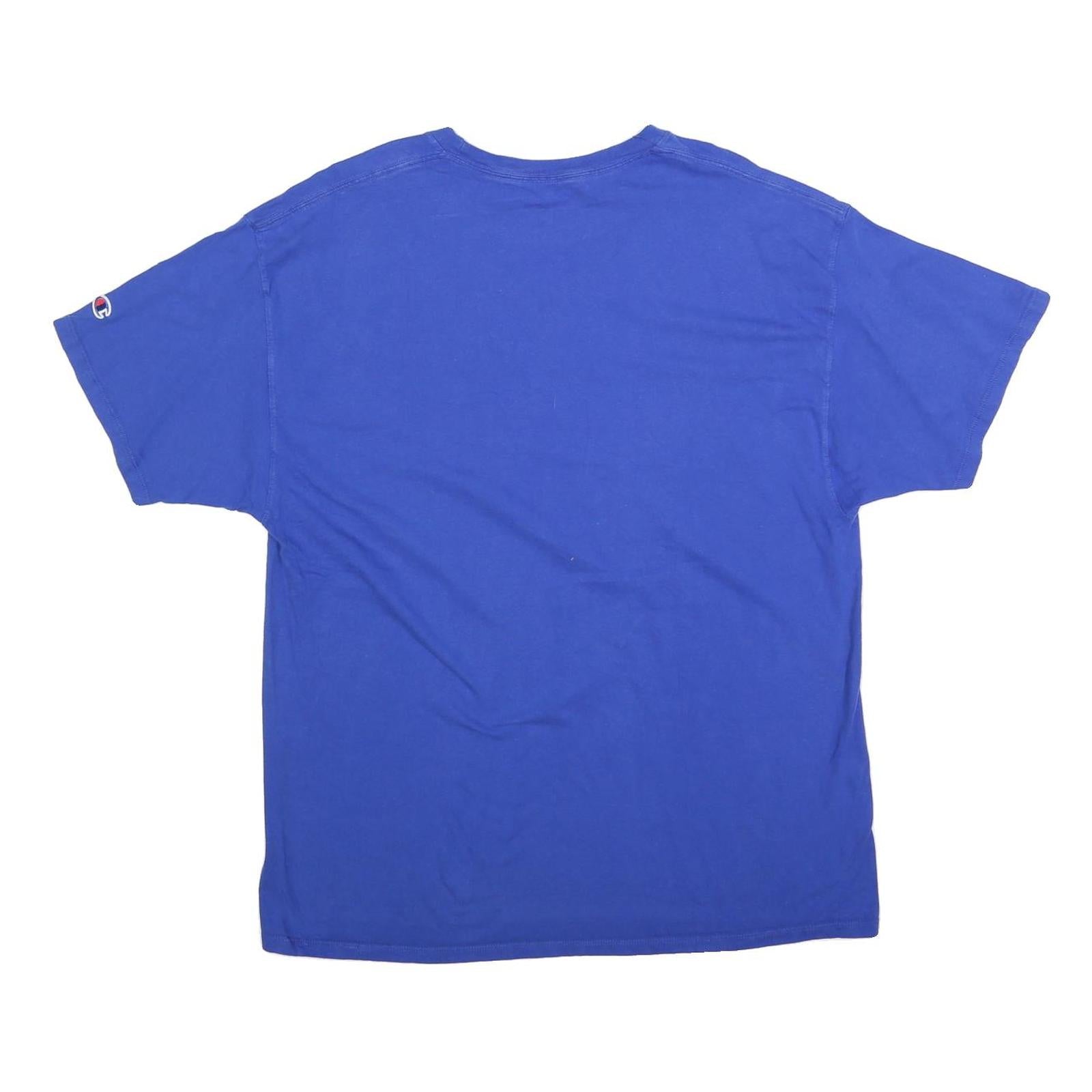 CHAMPION Mens Blue Graphic T-Shirt XL Short Sleeve Crew Neck Cotton Blend